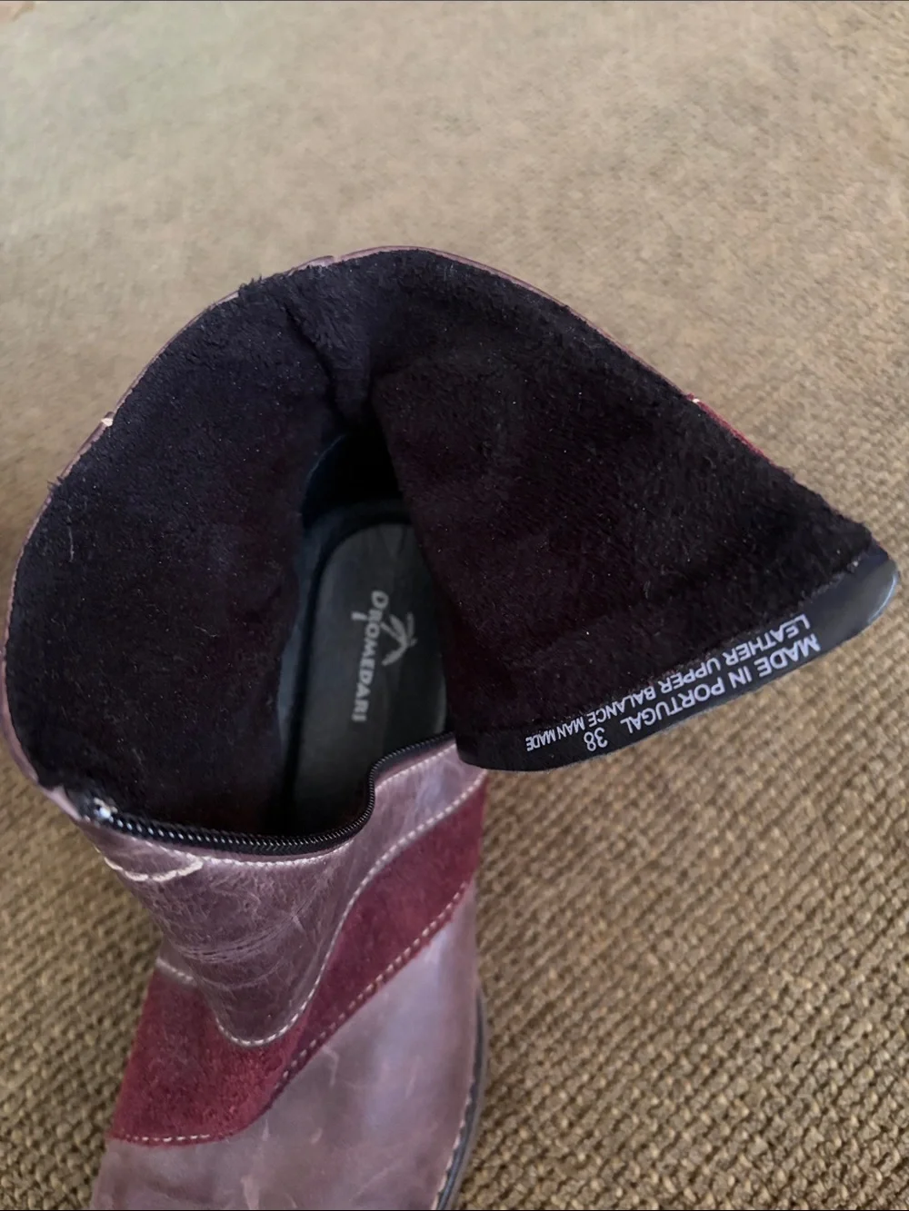 Women's Burgundy Leather and Suede Ankle Booties with Side Zip